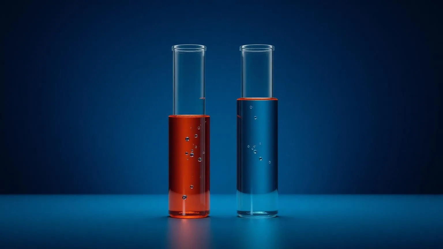 Dos recipientes de laboratorio claramente diferenciados en un entorno científico moderno