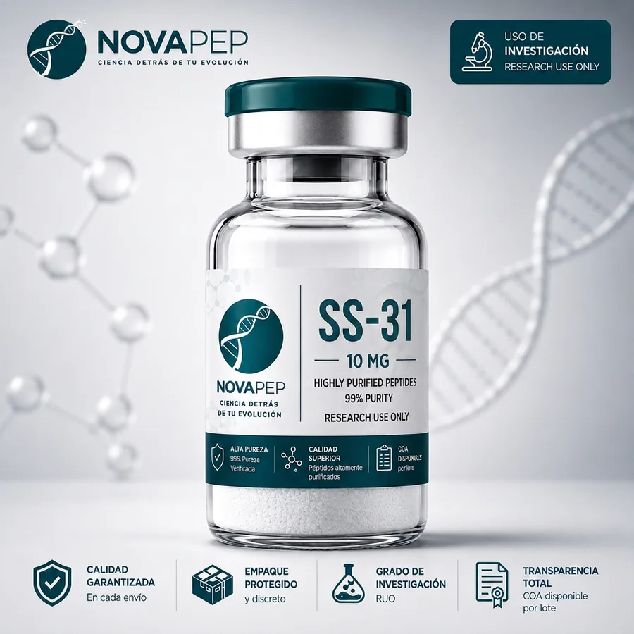 Vial de SS-31 10mg de NOVAPEP Colombia, péptido de investigación (RUO)
